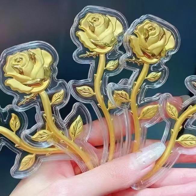 Pure Gold 999 Rose Gold Foil Flower - Valentine s Exquisite Gift for Love Collection.