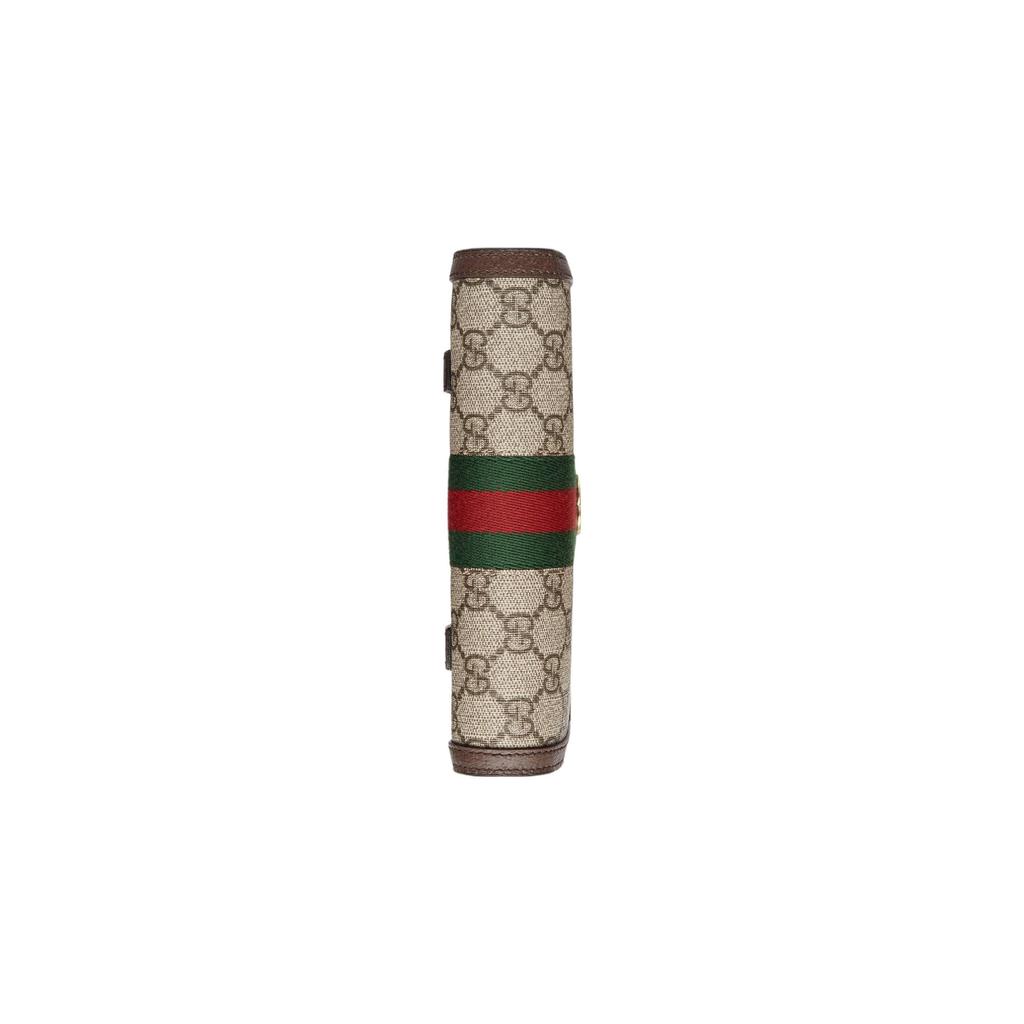 Gucci Ophidia Classic Monogram Print Snap Closure Adjustable Shoulder Strap Canvas And Leather Crossbody Wallet Women Wallet 723619-96IWG-8745