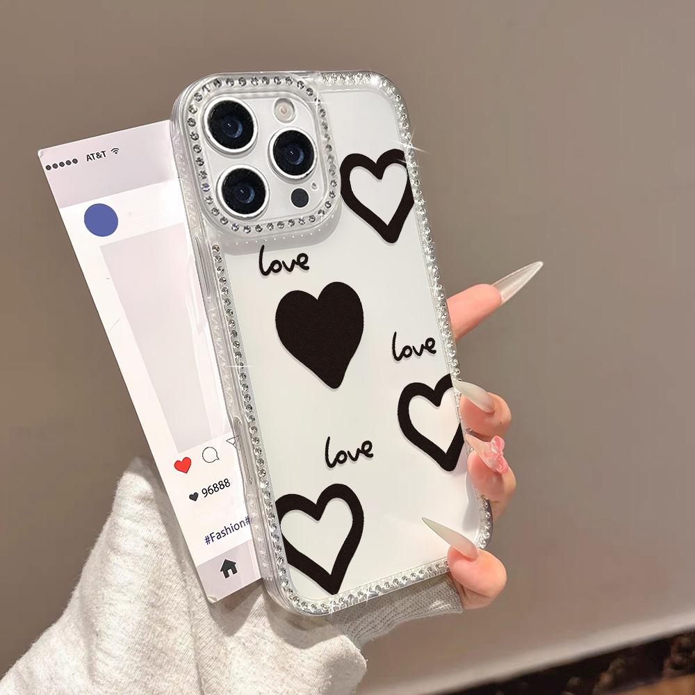 Bracelet Chain Phone Case For iPhone 17 16 15 13 14 for 17Air 17 12 14 16 Pro 17 14 16 Pro Max Sparking Diamond Cute Pattern Hard Cover With Lanyard