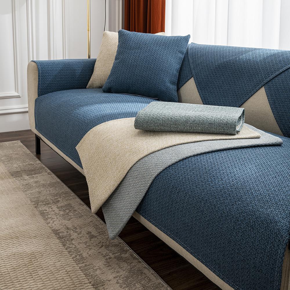 

Подушка для дивана из имитации хлопка и льна, Универсальная подушка для всех сезонов, Чехол для дивана Новый чехол для дивана, Полотенце для спинки, Подушка для сиденья 70*70cm темно-синий