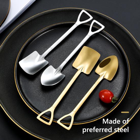 8 stk rustfritt stål vannmelon skjeer vakuum titanbelagte rustfrie skjeer for kaffedesserter