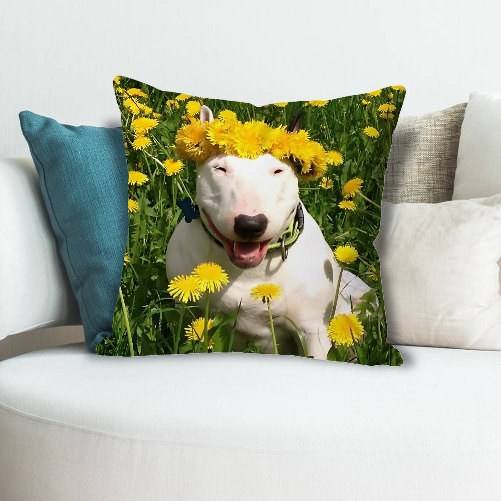 BBull TTerrier Dog Funny Pillow Cases for Bedroom Living Room Sofa Home Decor Polyester Cushion Cover with Zipper