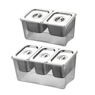 Gekühlte Gewürzbehälter-Tablett mit Deckel, Mehrere Fächer, Lebensmittelaufbewahrungsbehälter, Küchen-Gewürzbox für Camping, Bars