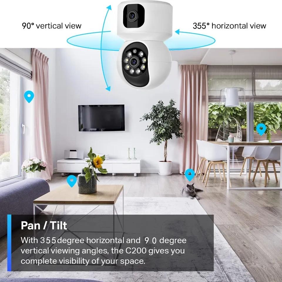 IP CCTV Camera Dual Lens Fhd Indoor Home Security Surveillance Camera Two Way Audio Wireless Baby Monitor  PTZ Security Camera