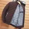 Autumn Winter Bomber Jacket Men Diamond Pattern Fleece Lined Casual Jacket Men Fashion Clothing Slim Fit Coat