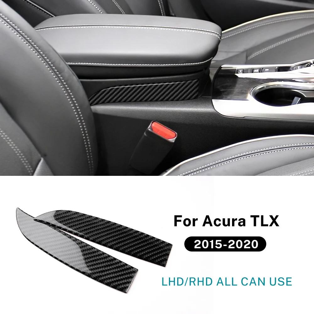 LHD RHD Car Side of Central Control Armrest Box Trim Real Soft Carbon Fiber Sticker For Acura TLX 2015 2016 2017 2018