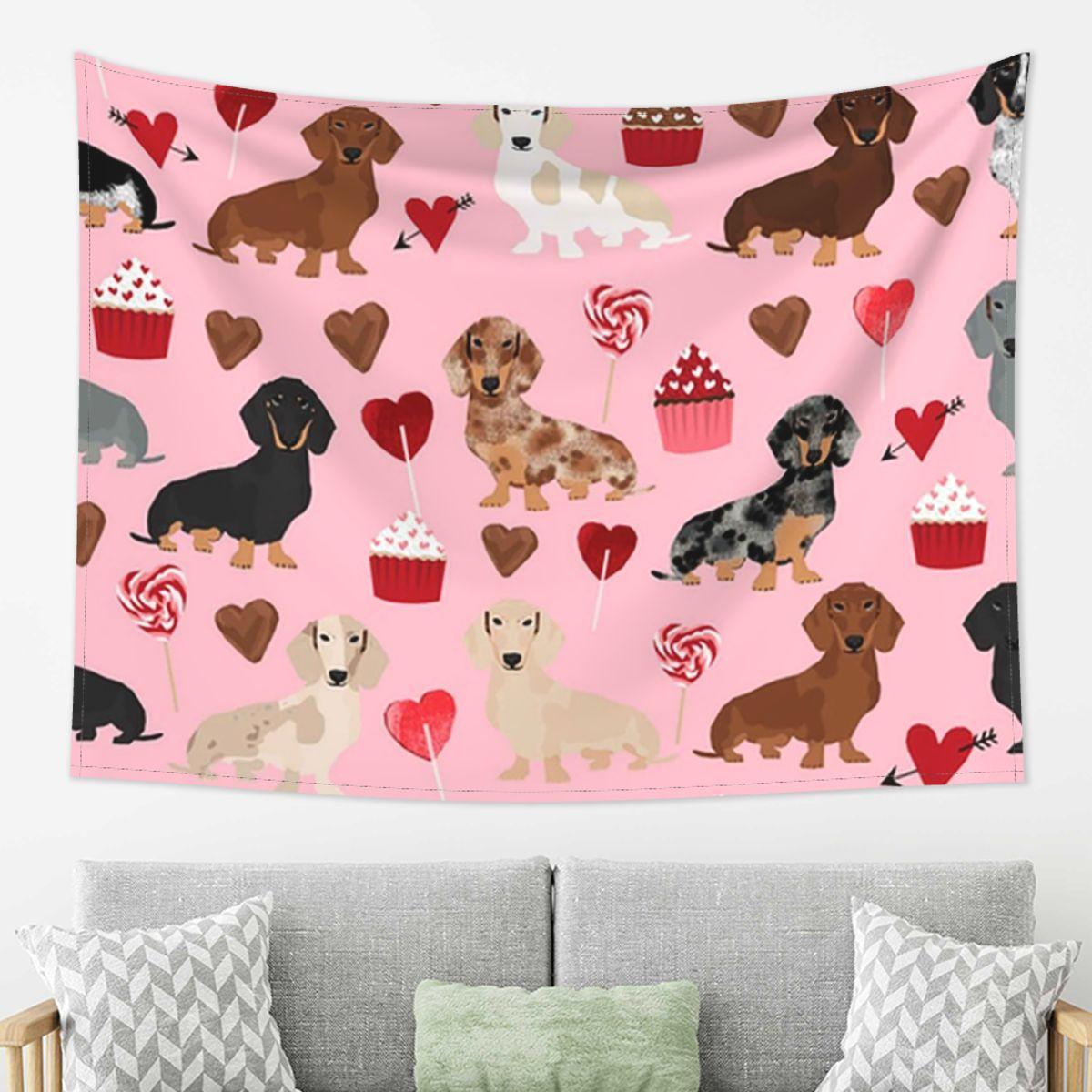

Dachshund Dog Tapestry Wall Hanging Aesthetic Home Decor Tapestries for Dorm Room 74x94cm(29x37in)
