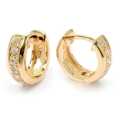 [M9466] - Gold Plated Hoop Earrings 'Déesse' Golden White - 16 Mm 6 Mm