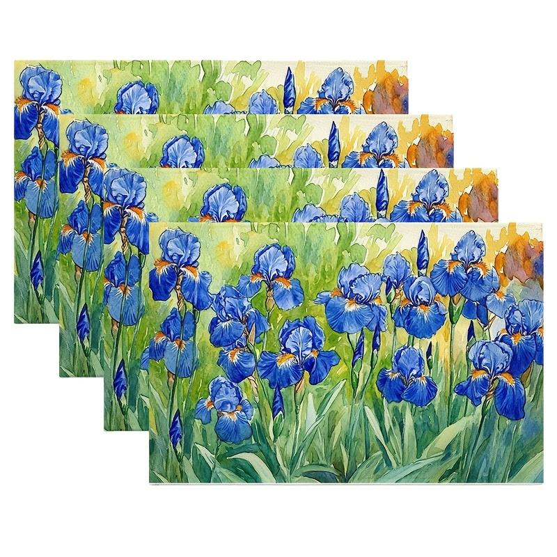 4pcs Placemats Van Gogh s painting depicting blue Placemats 30.48x45.72 cm Table Mats for Party Kitchen Dining Decoration 4PCS