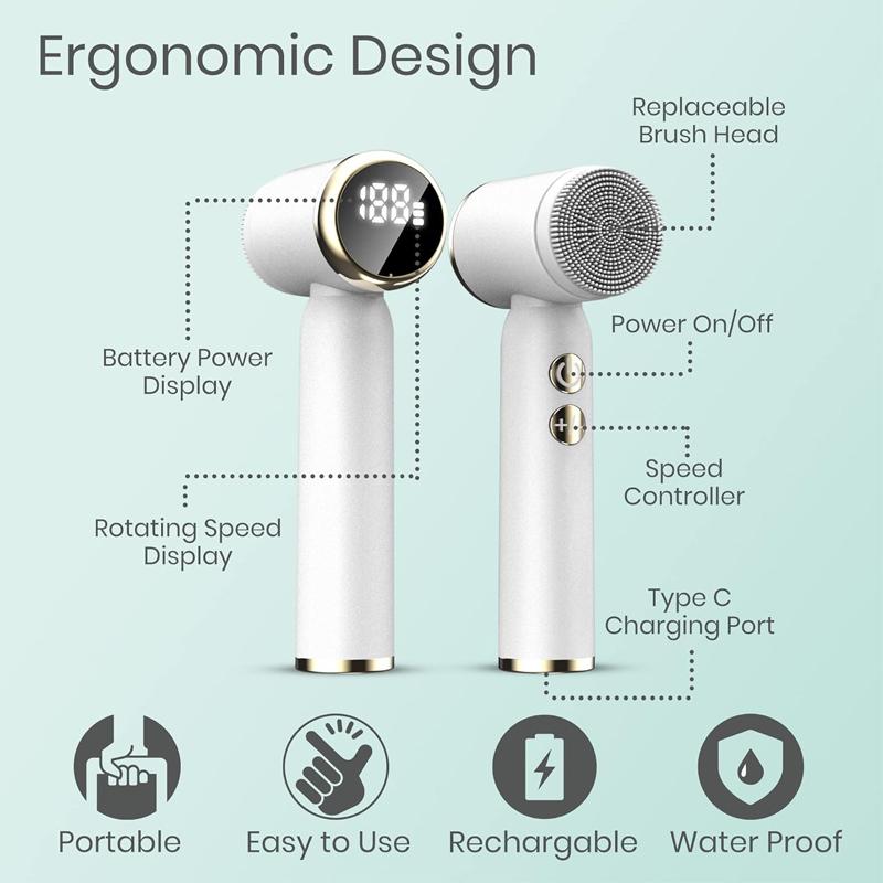 Soft Synthetic Rechargeable Ipx7 Waterproof USB Charge Silicone Led Hand Facial Cleansing Brush Ultrasonic Face Cleaner