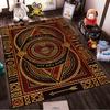 Geometric Pattern Carpet with "Love for All" Text, Red and Gold Design Suitable for use as an anti-slip for living room bedroom sofas