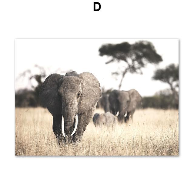 Autumn Landscape Reed Lion Elephant Deer Wall Art Canvas Painting Nordic Posters And Prints Wall Pictures For Living Room Decor