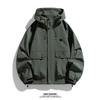 Jacket Men's New Spring and Autumn Solid Color Casual Fattening Plus Size Jacket Loose Hooded Cargo Men's Coat