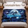 Wolf Theme Soft Blanket Personalized Custom Name Text Print Warm Blanket Home Sofa Bedroom Decor
