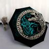 Viking Wolf Rune Circular Norse Symbol Decal Laptop Vinyl WaterproofUmbrella, Portable 3-Fold Umbrella for Men & Women,Christmas Gift ES312