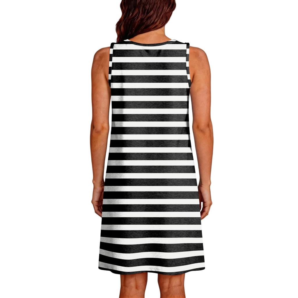 Post Surgery Dress for Women Fully Detachable Sleeveless Vest Dress Striped Pattern Medical Recovery Clothing Comfortable Fit