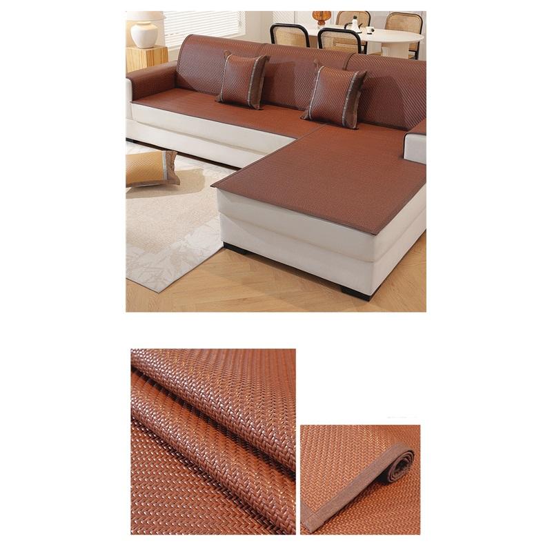 Summer Sofa Cover Cushion Pad Cooling Mat Rattan Seat Ice Silk Non Slip Universal Chaise Lounge Sofa Protector