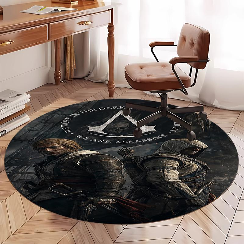 Assassin's Creed Printed Round Rug Carpet Chair Rug Area Rug Entryway Doormats,for Office Chair Living Room Bedroom Kitchen Room.