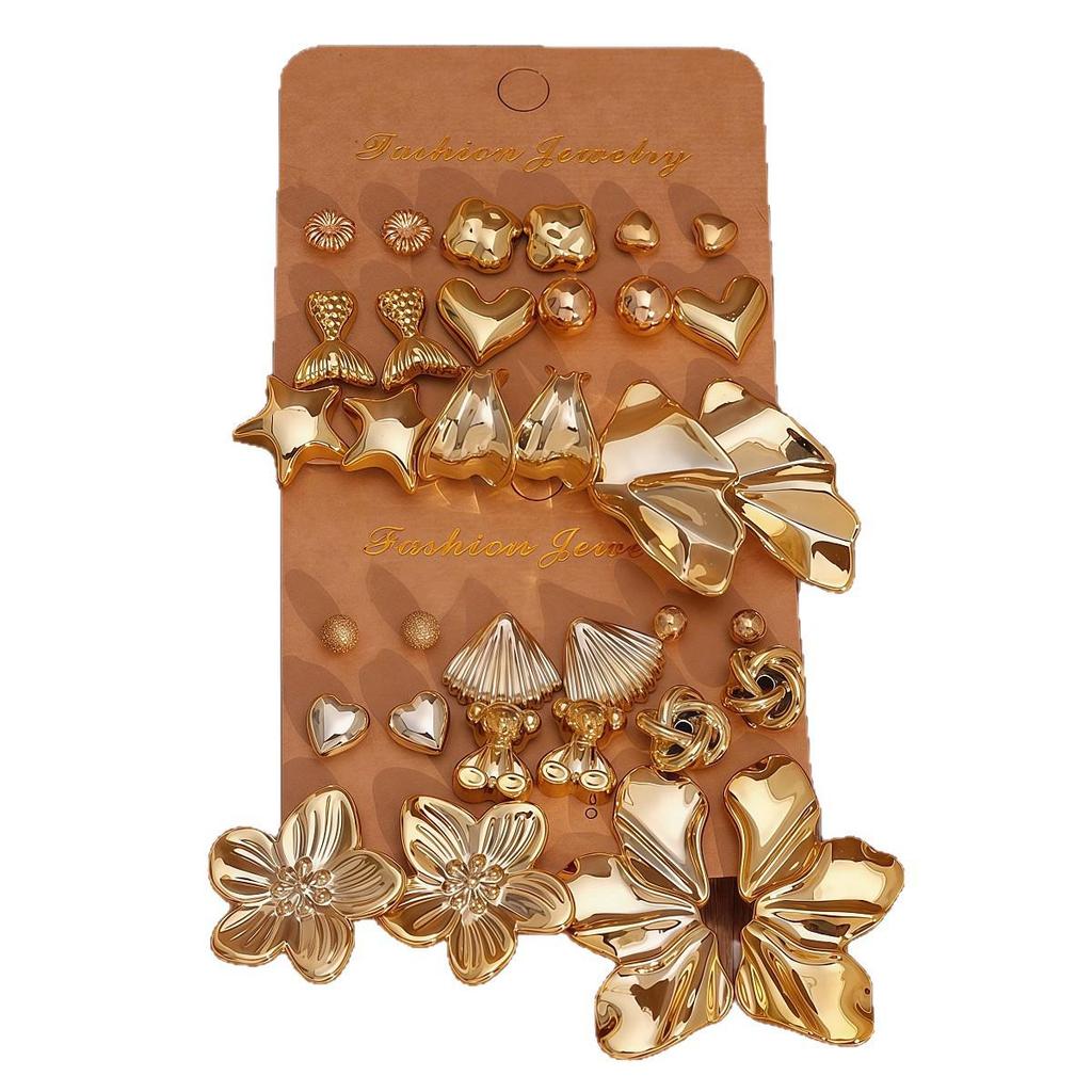 European-American Cross-border C-shaped Teardrop Flower Earrings: Chic, Creative, & Versatile Women's Jewelry Set