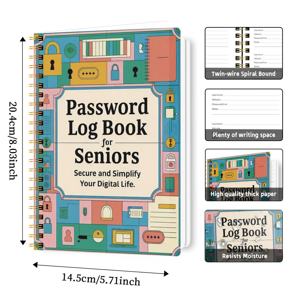 A5 Password Book,Internet Account and Website Login Organizer,Notes Section, Perfect Password Journal for Managing Cybersecurity