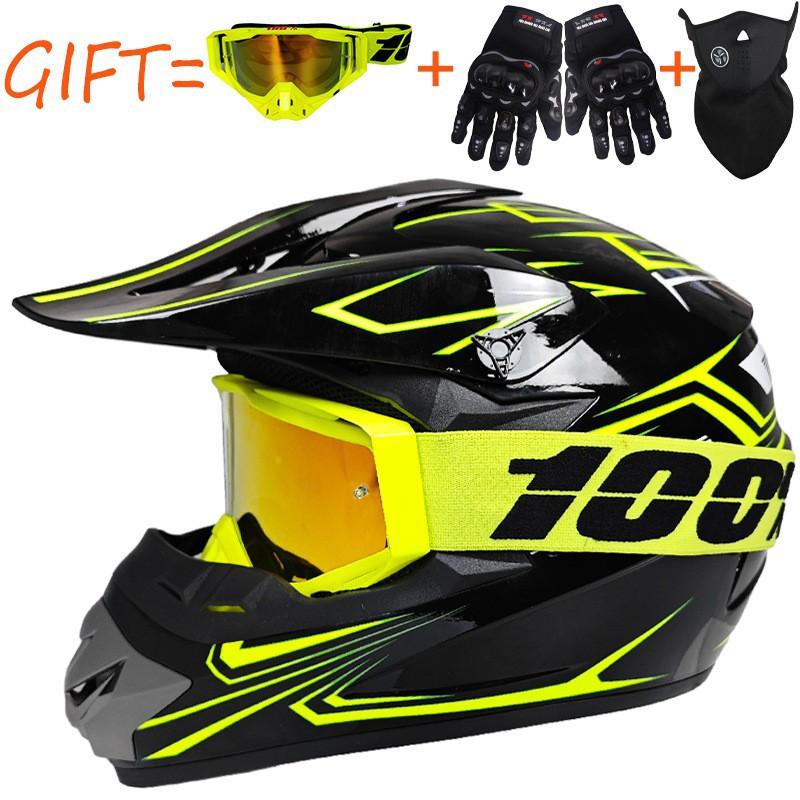 Equipped With 100% Goggles + Gloves Mask Off-road Helmet Mountain Biking Downhill Youth Go-kart