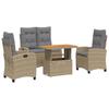Vidaxl 4-Cz. Gartenmöbel-Set mit Kissen, Beige, Polyrattan
