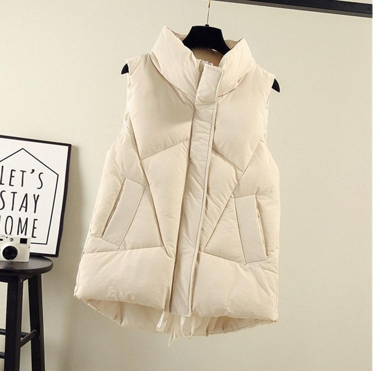 Vestă pentru femei Cardigan căptușit îngroșat Fermoar Culoare solidă Închidere fără mâneci Închidere guler Stand Rezistent la vânt Cald Femei Plus