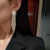 S925 Silver French Pearl Tassel Earrings for Round Faces - Slimming, Versatile, and Exaggerated Dangle Design