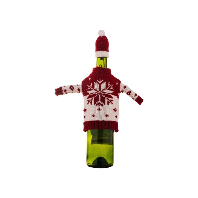 Handmade Christmas Themed Knitted Bottle Cover Festival Champagne Decoration Soft Protective Sleeve For Wine Gifts
