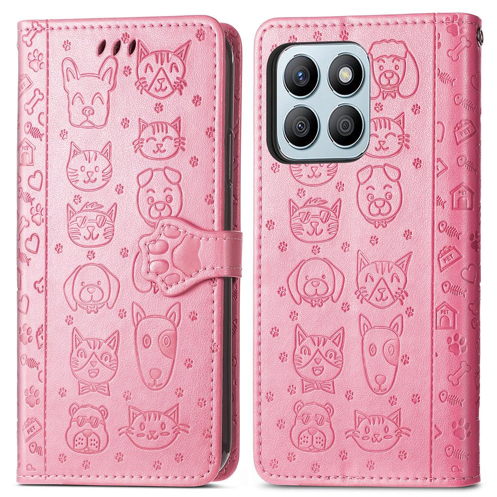 Leather Case For Honor X7c 4G/200 Smart 5G/Play 60 Plus 5G Wallet Flip Phone Cover Cute Cat Dog Pattern