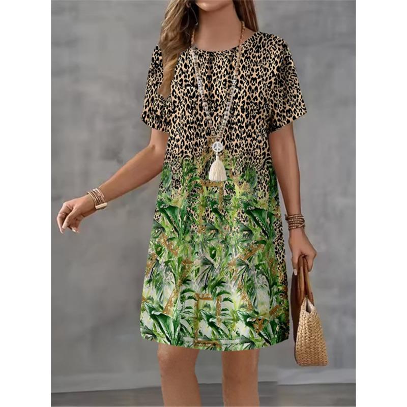 Women Dress Print Design Sense Pattern 2025 New Summer Elegant Women A-Line Dress Casual Short Sleeve Street Style Mini Dress