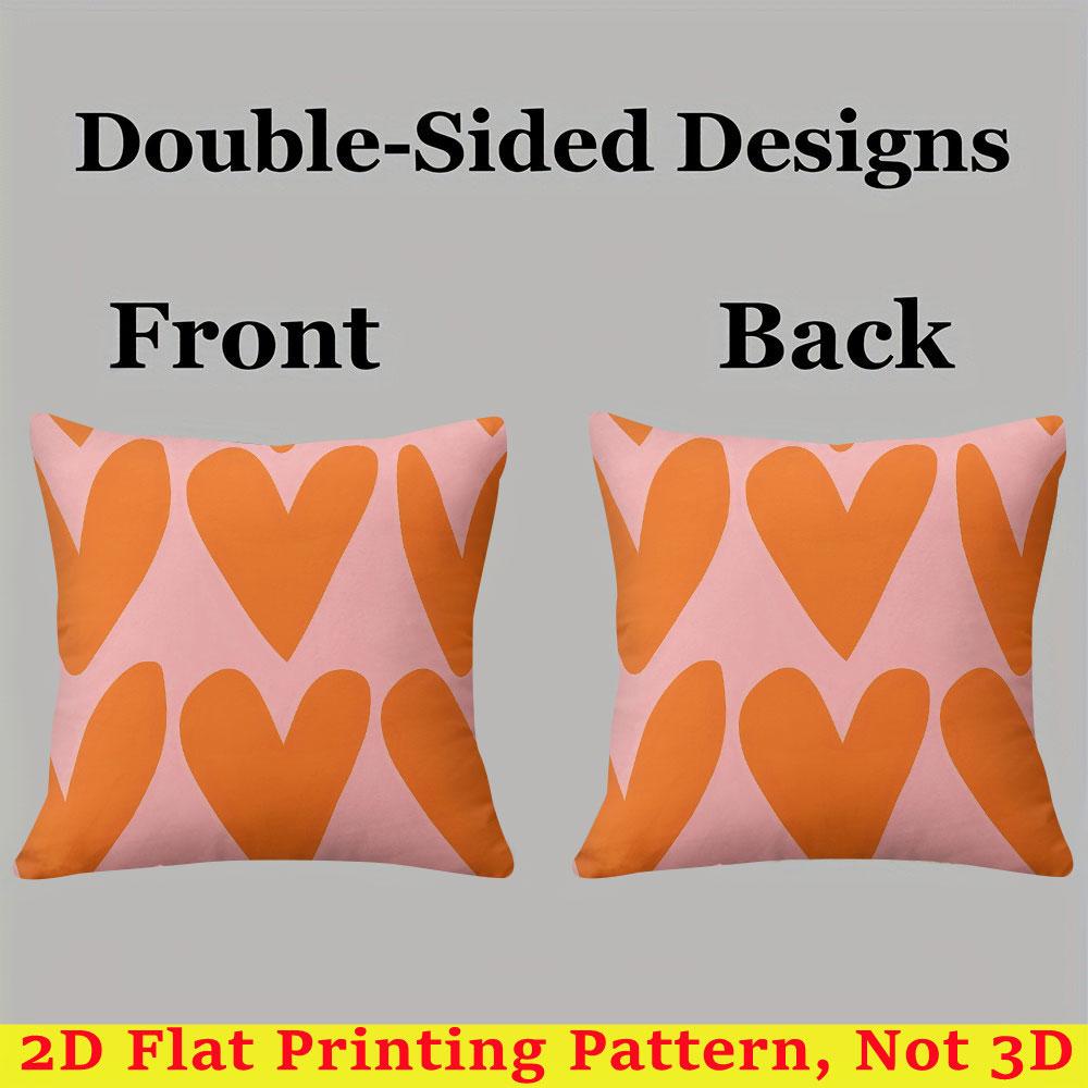 Tangerine Heart square Jacquard Pillow Cover for Sofa Office Waist Cushion Cover Home Decorative Pillowcase