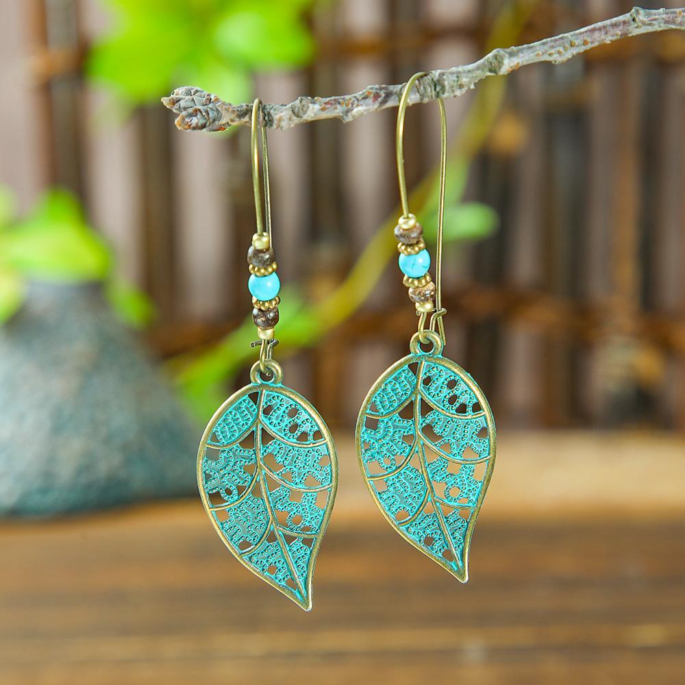 Earrings Ancient Bronze Exaggerated Carved Earrings Women's Bohemian Retro Elements Earrings