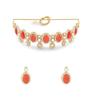 Orange Stones Austrian Diamonds Embellished Choker Necklace & Earring Set For Women