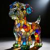 Stained Glass Dog Lamp USB Powered Retro Resin Rainbow Dog Table Lamp Cute Puppy LED Night Light for Bedroom Desk Home Decor Gift for Dog Lovers