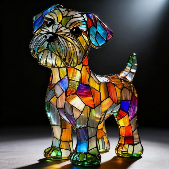 Stained Glass Dog Lamp USB Powered Retro Resin Rainbow Dog Table Lamp Cute Puppy LED Night Light for Bedroom Desk Home Decor Gift for Dog Lovers