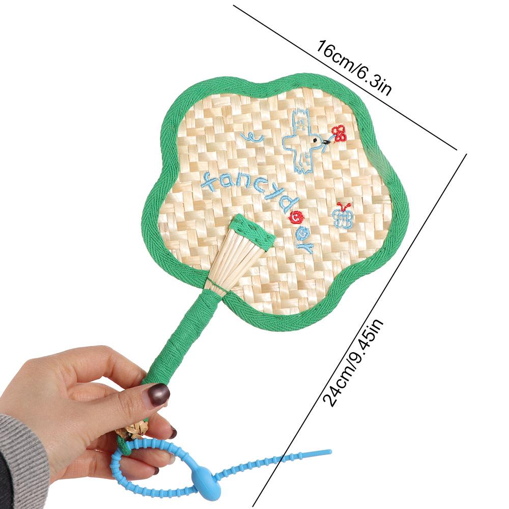 Handheld Hand Cranked Fan Flower Shape Cute Woven Fan Summer Cooling Fan  Chinese Style