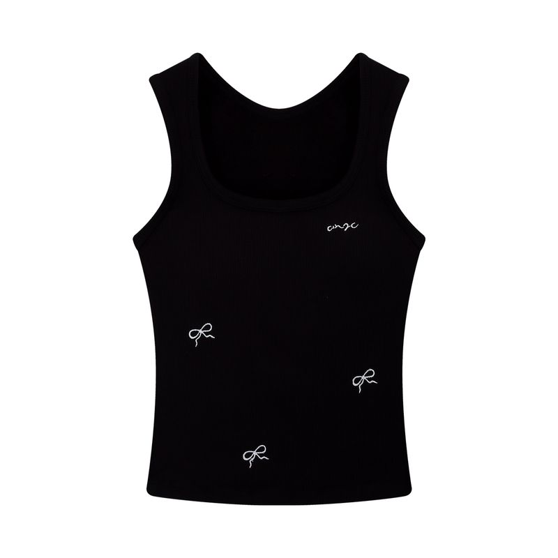 Kumikumi Pure Desire Style Bows Brushed Camisole Women's Autumn Retro with Chest Pad Short Inner Tops