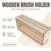 Multi Hole Brush Holder Wooden Brush Storage Rack New Pencil Holder  Desk Organization