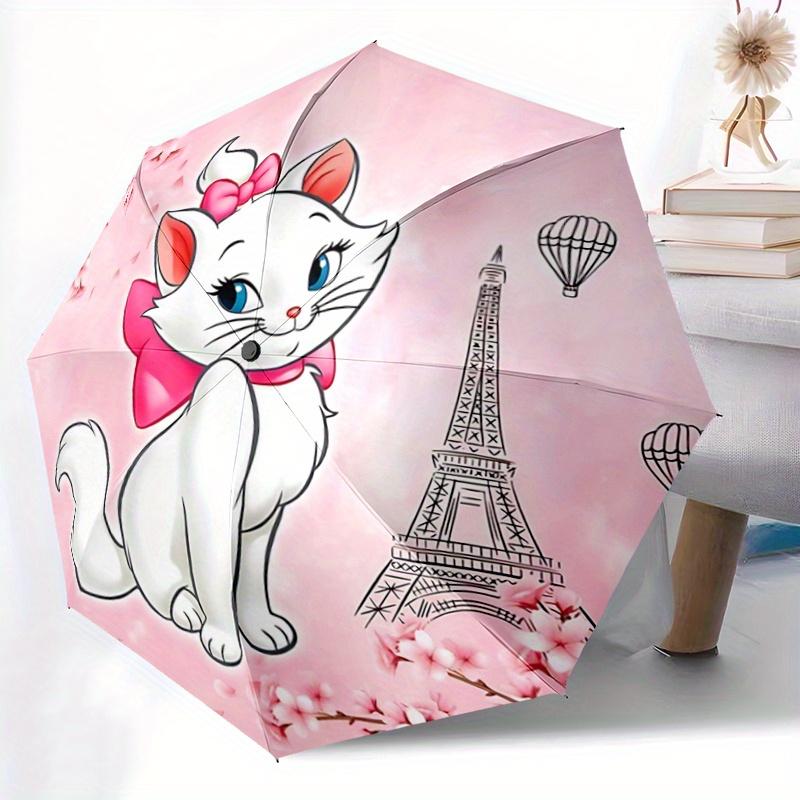 1pc Marie Cat Automatic 3-Fold Umbrella Design, Cute Cartoon Pattern, Portable Outdoor Umbrella, Perfect, Holiday Gift for Disney fans.J063