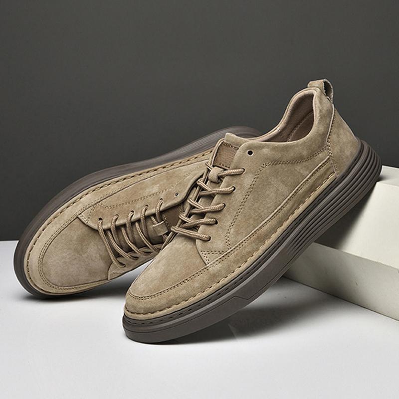 New Casual Leather Shoes British Style Korean Style Retro Soft Sole Breathable Large Size Genuine Leather Heightening Shoes