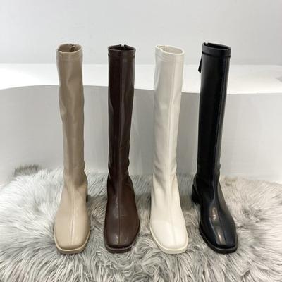 Fashion New Winter Knee High Boot with Fleece Women Chunky Heel Knight Boots Women's High Tube Thinner-looked Sexy High Heel Long Boots
