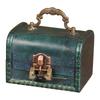 Vintage Wooden Jewelry Box with Combination Lock and Handle for Film Props