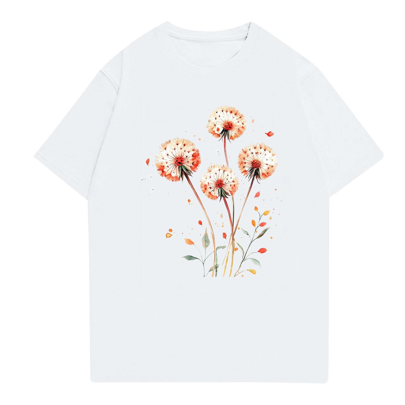 

Жіноча модна повсякденна футболка з принтом і круглим вирізом з короткими рукавами Топ Футболка Топ XL білий