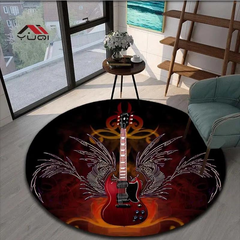 

Guitar Music Round Area Rug – Soft Non-Slip Floor Mat for Living Room or Bedroom – Musical Pattern Carpet, 5 Sizes Available Diameter 90cm(35in)