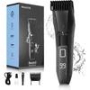 Beard Trimmer for Men, 20 Length Adjustable, Cordless Waterproof Clippers, Stainless Steel T-Blade  with 2 Guide Combs, Travel Lock, LED Display