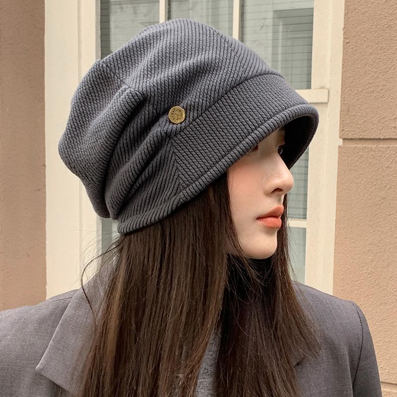 Autumn and Winter Hat Women's Fashion Retro Cold Hat Headband Hat Versatile Warm Pile Hat