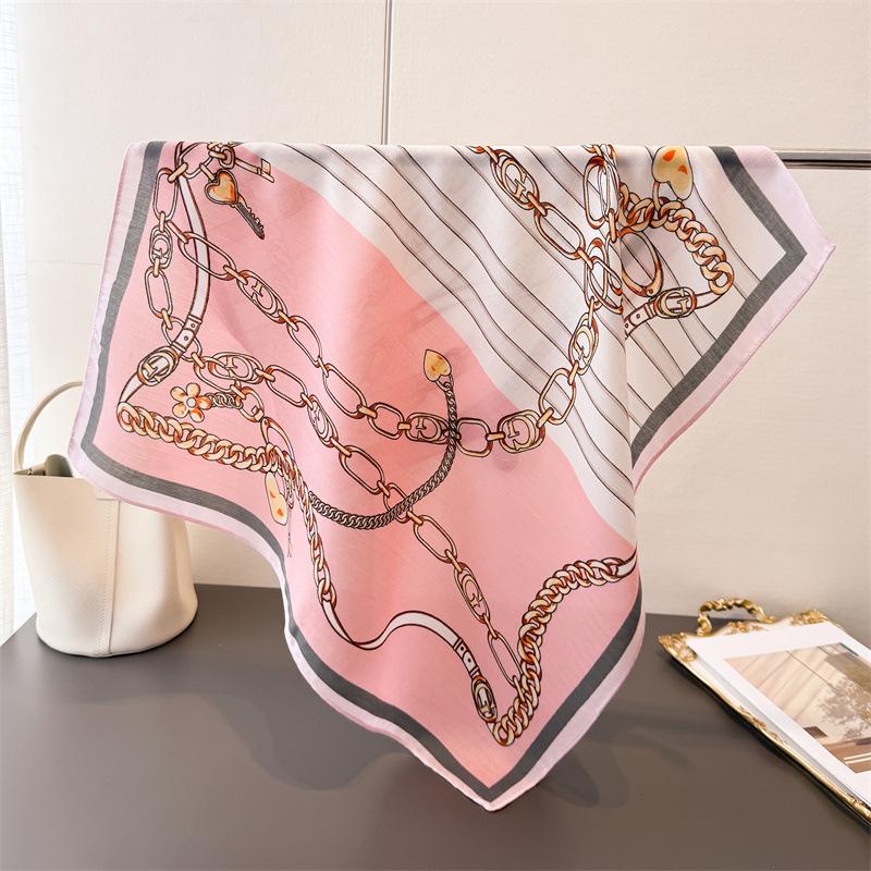 Polka Dot Style Herringbone Pattern Cotton And Linen Small Square Scarf Silk Scarf Imitation Velvet Headscarf Shawl Sun Protection Scarf Women'S Scarf