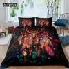 Boho Duvet Cover Dreamcatcher Rustic Floral Mandala Galaxy Duvet Cover Set Bohemian Native Ethnic Exotic Customs for Decorative