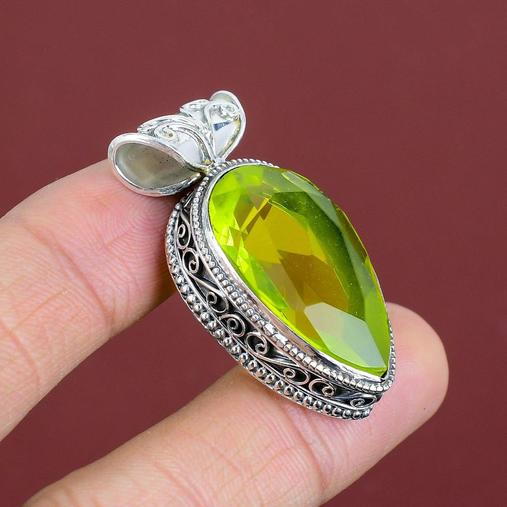 Faceted Lemon Topaz Gemstone Pendant Beautiful Vintage Pendant 925 Sterling Silver Pendant Handmade Jewelry Anniversary Gifts Decent Pendant